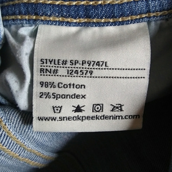 Sneak Peek Distressed Denim Skinny Overalls EUC - Picture 9 of 14